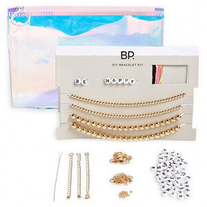 Nordstrom DIY Gold Initial Letter Name Message Bead Bracelet Kit w/ Pouch